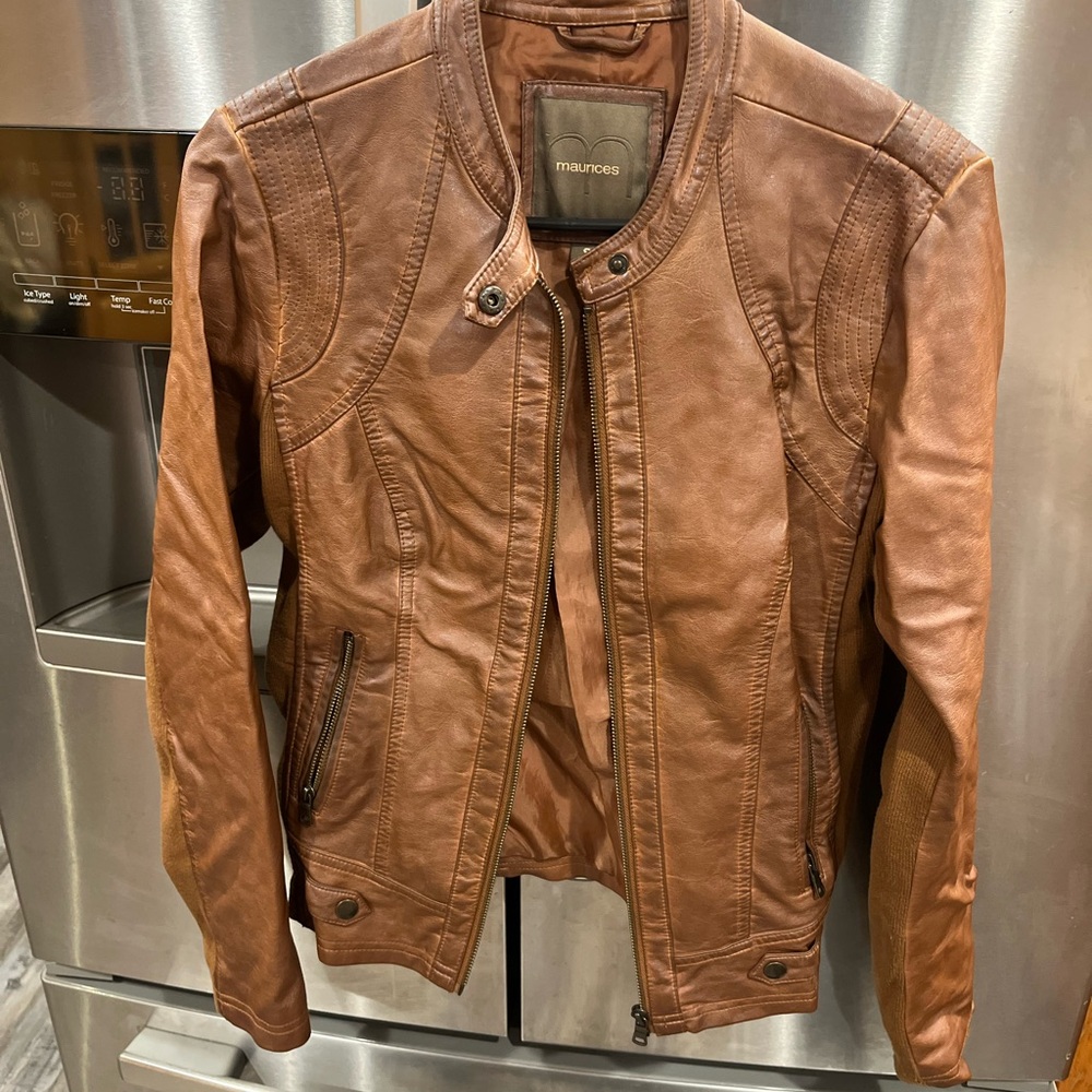 Maurices Brown Faux Leather Moto Jacket